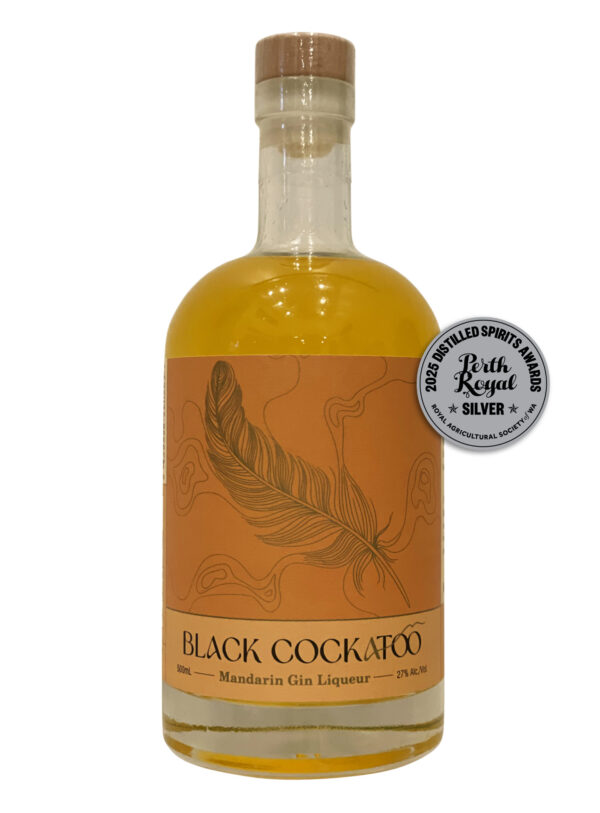 Black Cockatoo Distillery Mandarin Gin Liqueur with Perth Royal Distilled Spirits 2025 silver award.