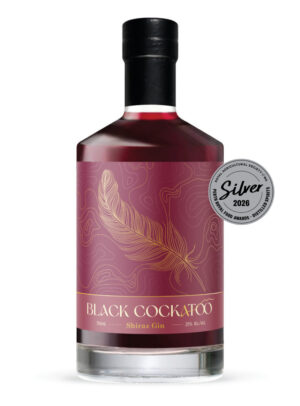 Black Cockatoo Distillery Limited Edition Shiraz Gin bottle with silver medal.
